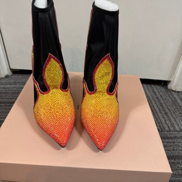 Thalia Sodi Rayenn “Red Hot Flame” Rhinestone Ankle Boots | Size 6.5M | NEW - Picture 3 of 11